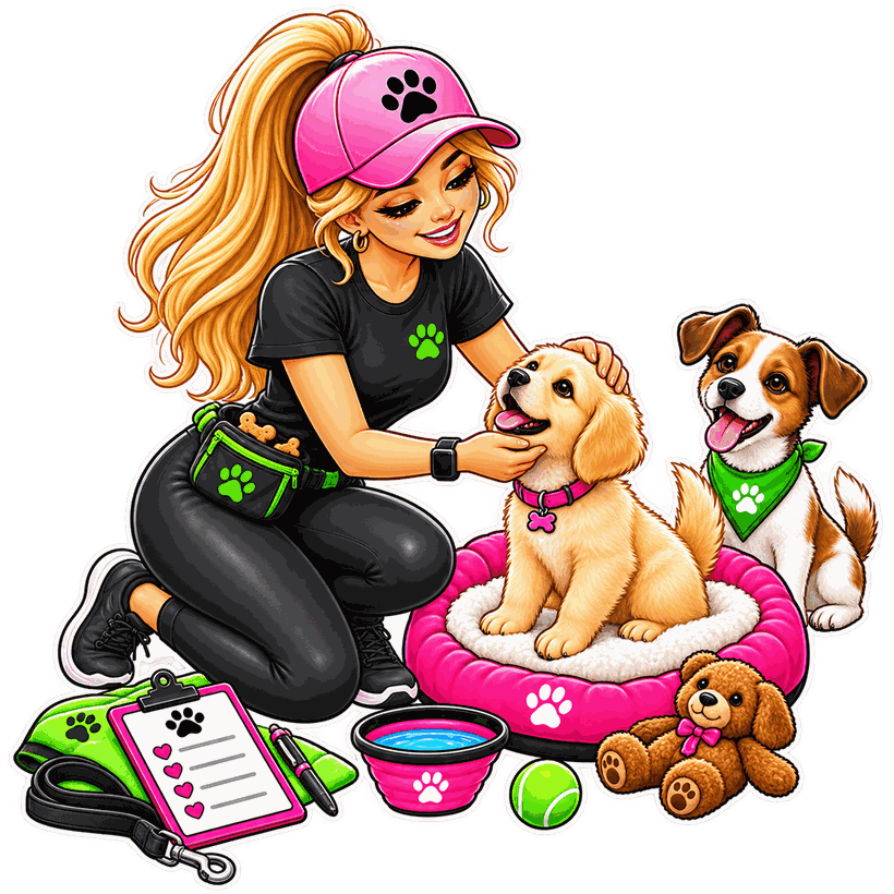 A carer with puppies during a puppy visit
